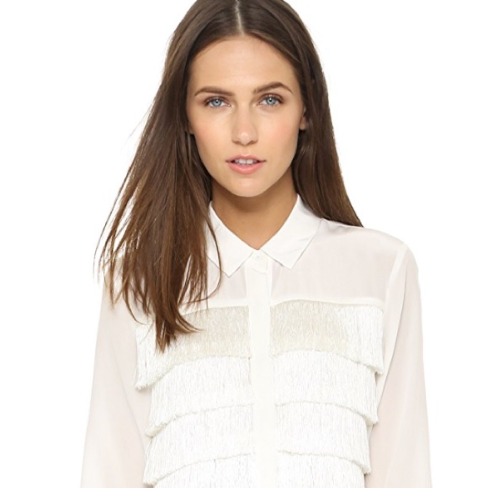 Silk Rebecca Taylor Finge Button-Down Top White